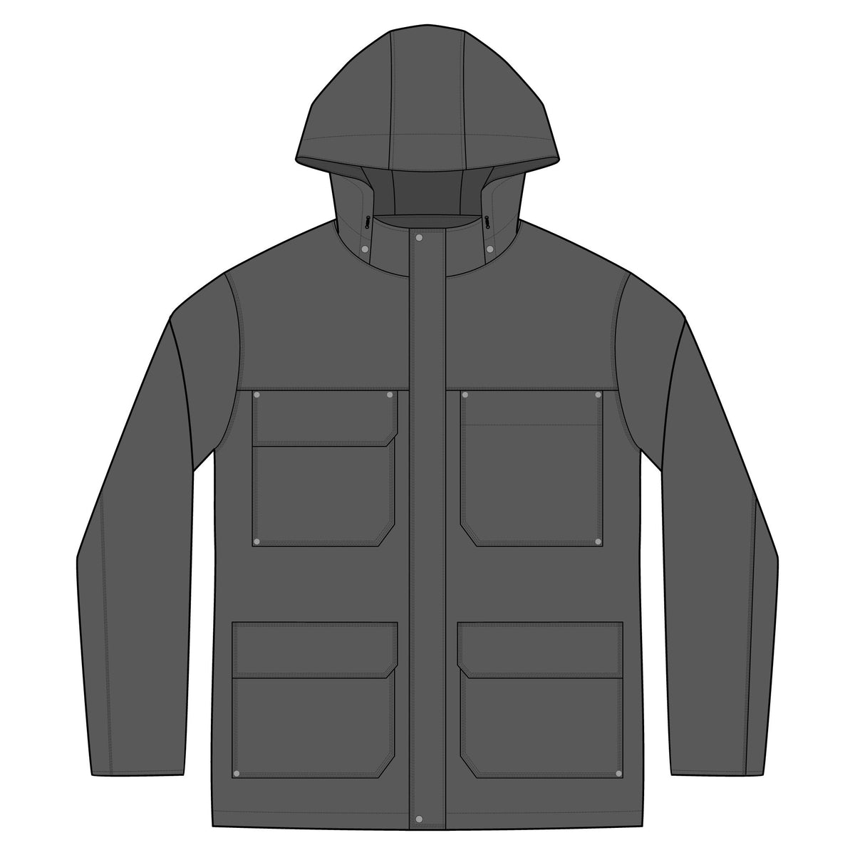 DAG Logo Insulated Parka Jacket with Hood and Utility Pockets