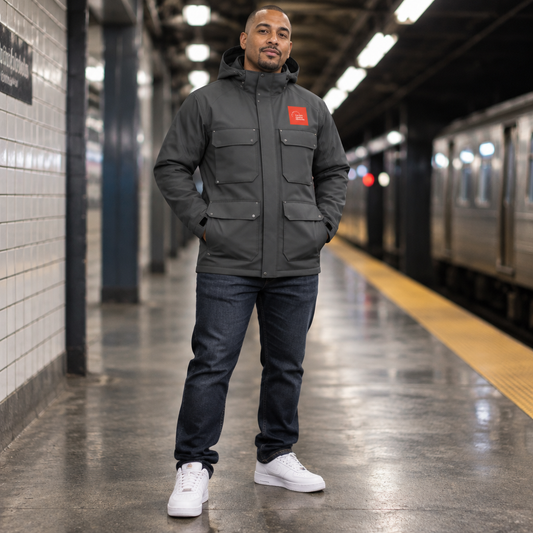 DAG Logo Insulated Parka Jacket with Hood and Utility Pockets