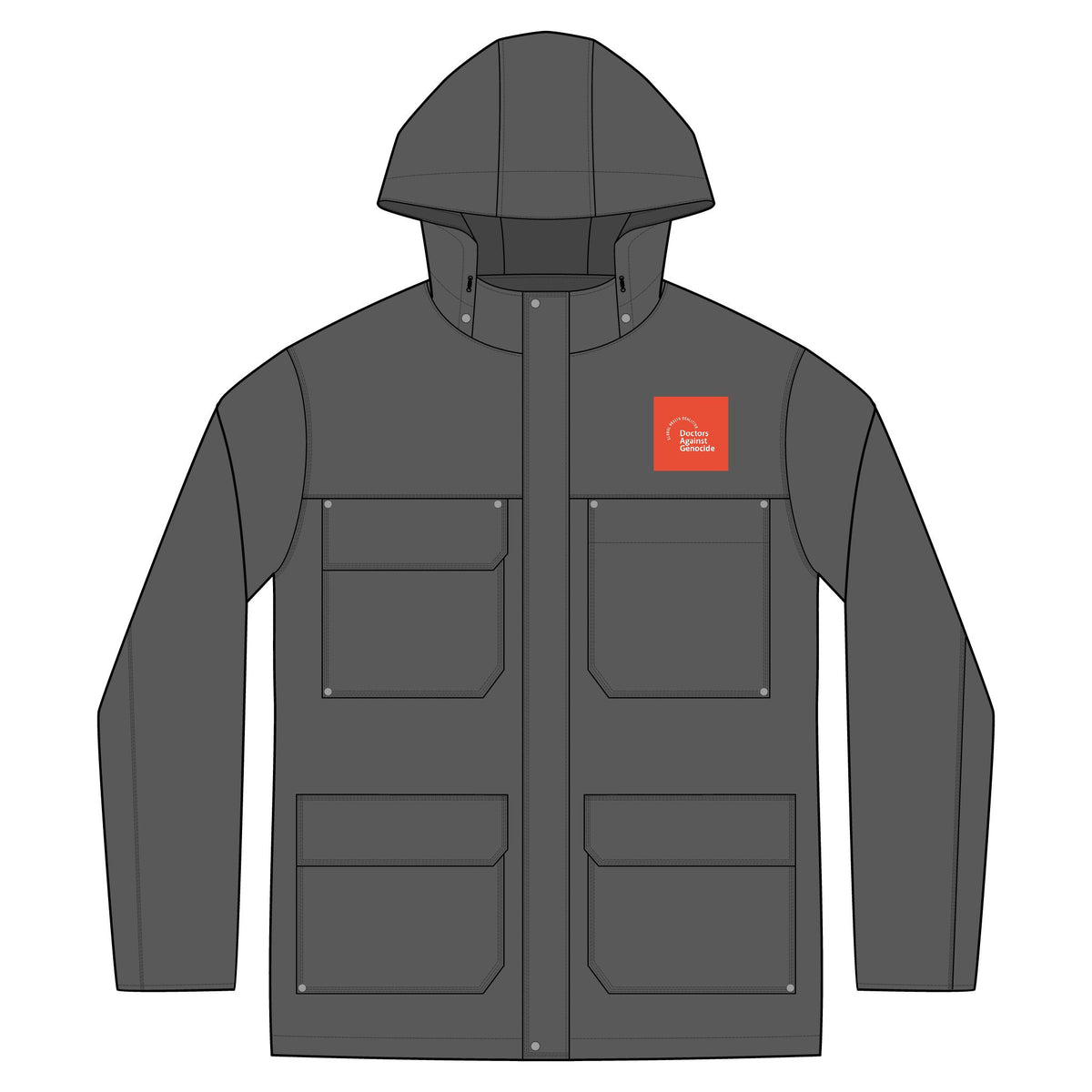 DAG Logo Insulated Parka Jacket with Hood and Utility Pockets